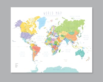 Printable planet map Etsy picture regarding Printable Map of World called Printable planet map Etsy
